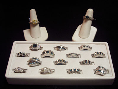 Blue and White Diamond Rings